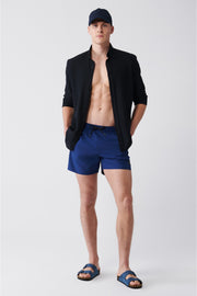 Herren Marineblau Schnelltrocknende Standardgröße Gerade Badeshorts Marine E003801