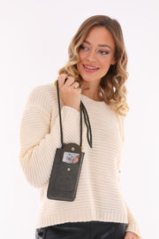 Army Green Shoulder Bag / Cell Phone Bag /Card Holder