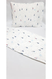 Park Crib Sailboat Pattern Baby Duvet Cover 80X120 Cm 35X45 Cm Pillowcase