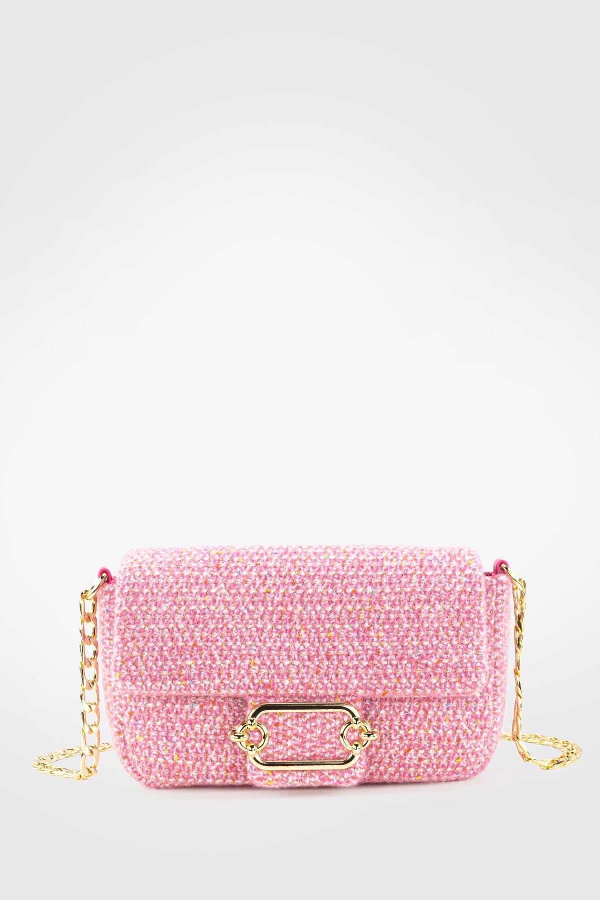 Damen Tweed Pink Kette Magnetverschluss Umhängetasche 225