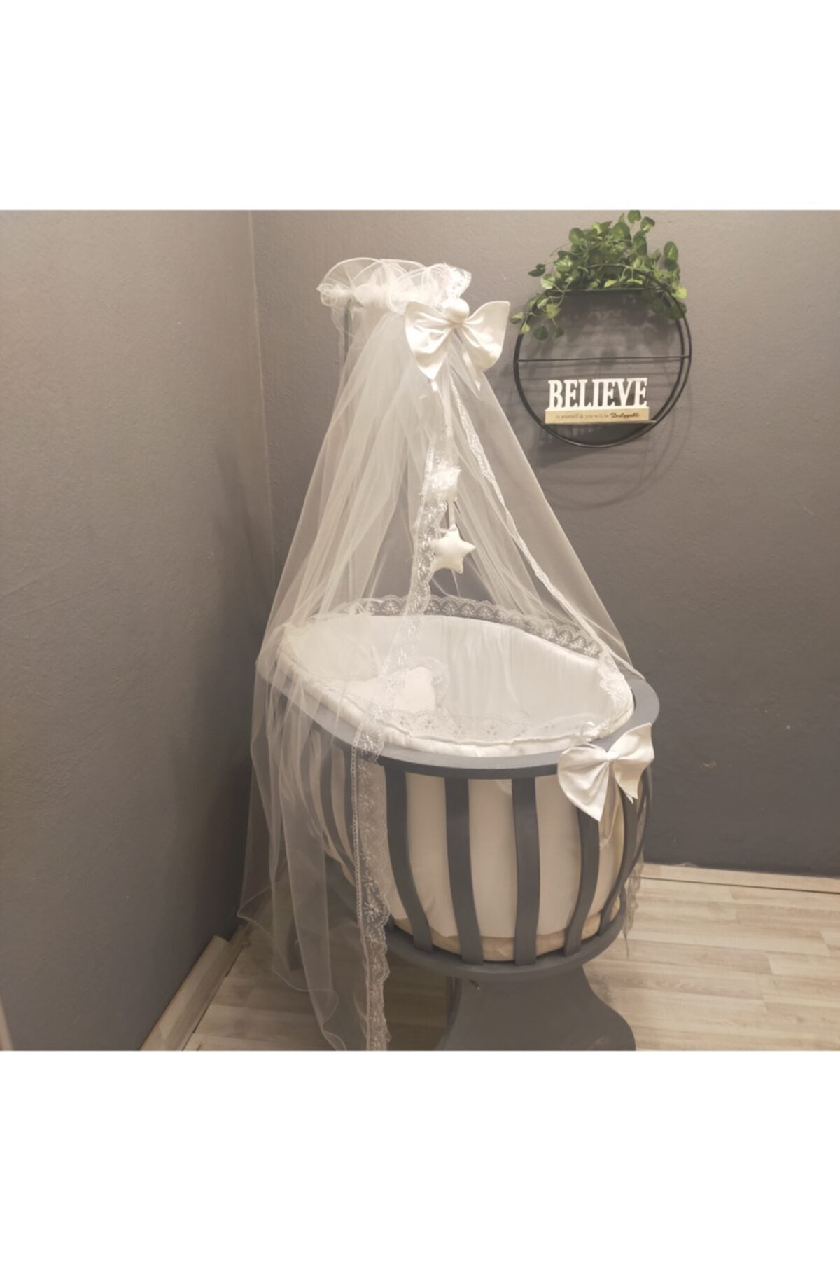 White Lace Basket For Crib Bedding Set (Crib Not Included)