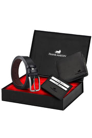 Schwarzes Brieftaschen-Gürtel-Kartenhalter-Set 50-002