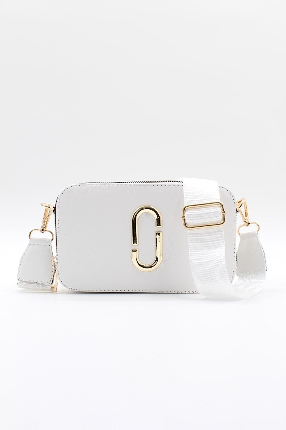 Weiße Damen-Umhängetasche mit zwei Augen