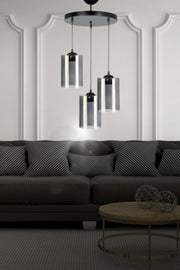 Serap 3-Piece Modern Decorative Smoked Glass Pendant Lamp Chandelier - Bedroom - Living Room - Kitchen - Hall