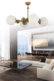 Noirobi 4-teiliger Kronleuchter im antiken Gehäuse aus weißem Glop-Glas