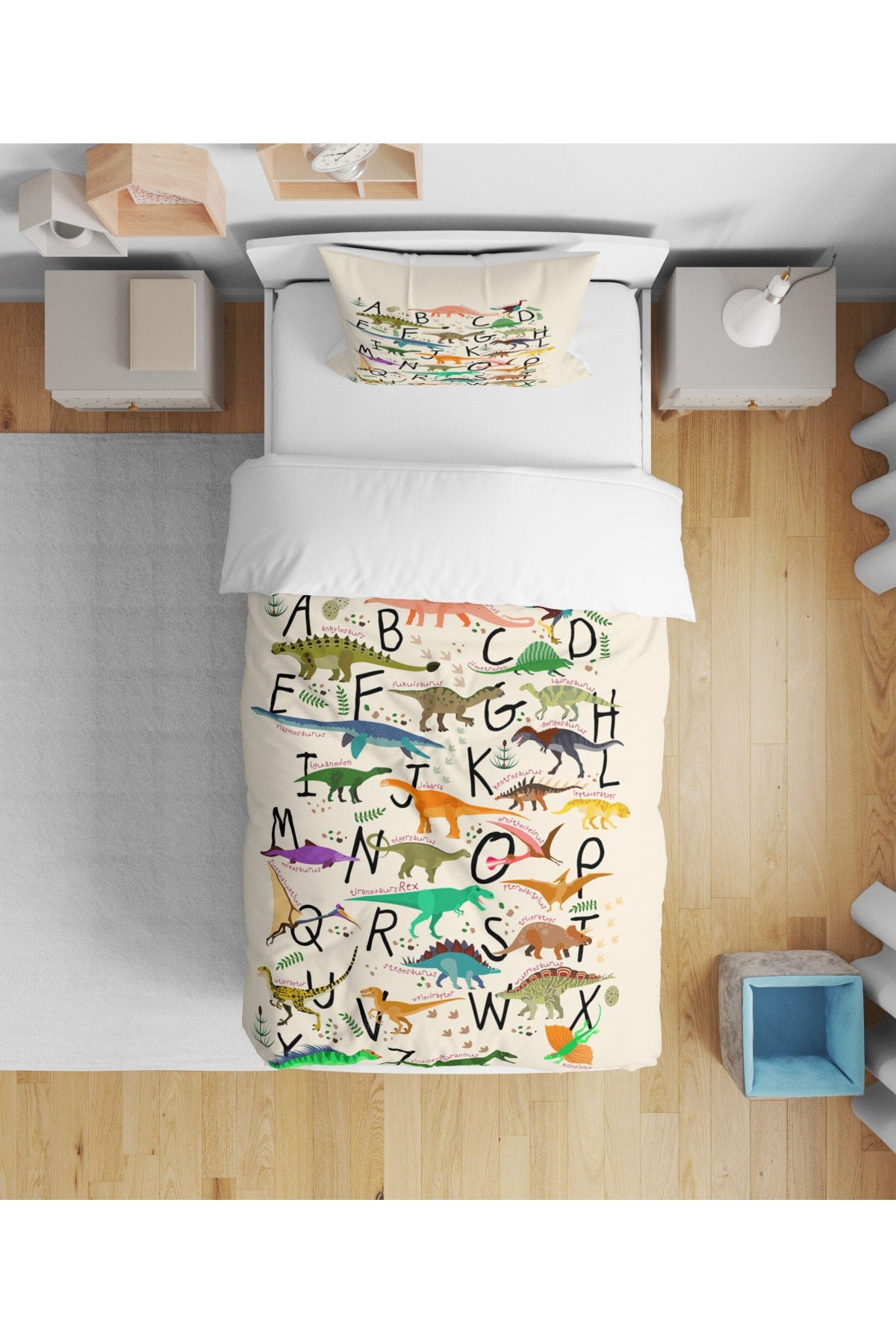 Dinosaur Alphabet Patterned Duvet Cover Set 162
