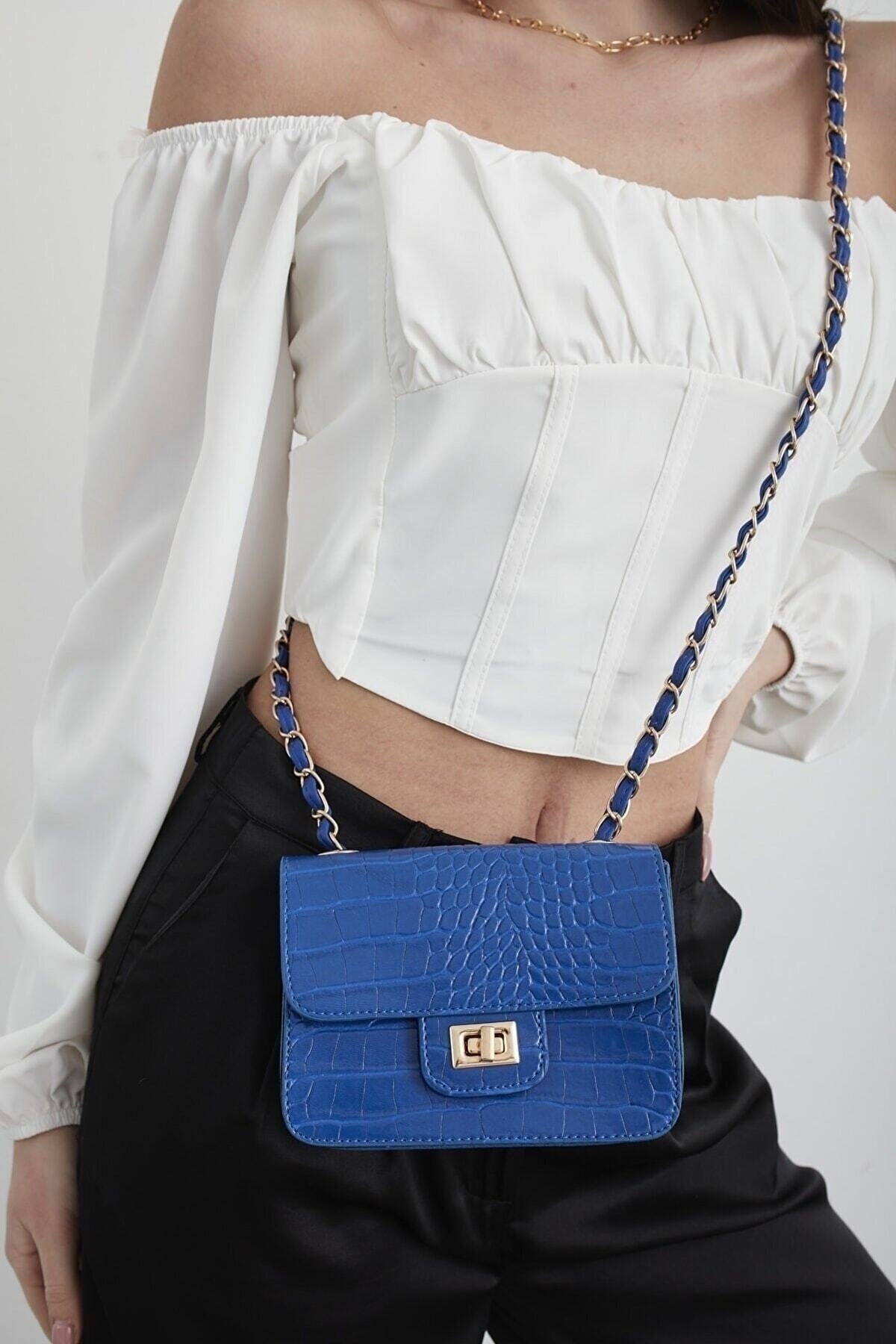 Sax Damen Mini-Umhängetasche mit Krokodilmuster