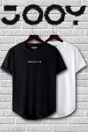 Brooklyn Printed Black And White Oval Cut Tshirt Set Of 2
