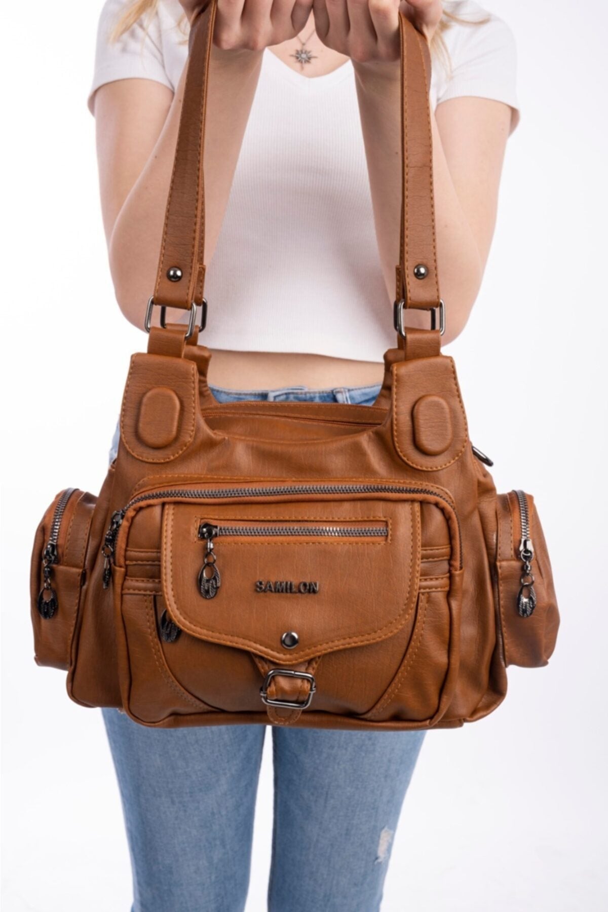 Damen Tobacco Wash Mehrteilige Schulter- und Handtasche