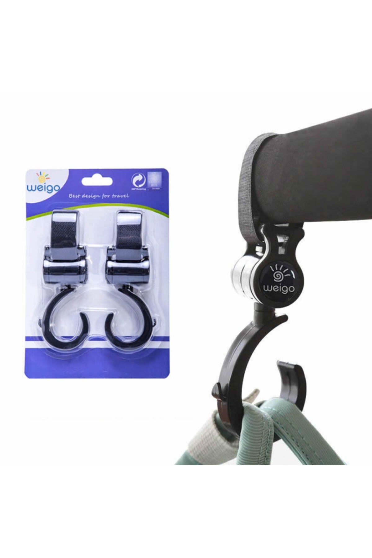 360° Swivel Stroller Hook Baby Stroller Hanger Attachment