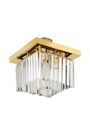 Yasemin 30 cm quadratischer Kronleuchter aus goldenem Kristallstein