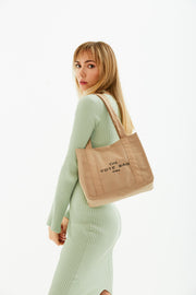 Mink canvas tote bag with snap closure 25x30cm