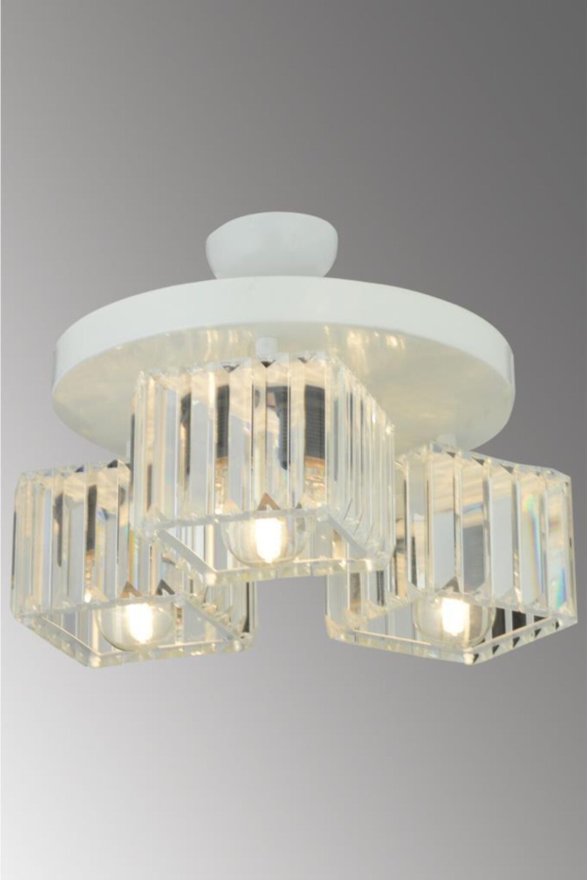 Lara 3-Piece White Plaf.K-10 Crystal Stone Chandelier