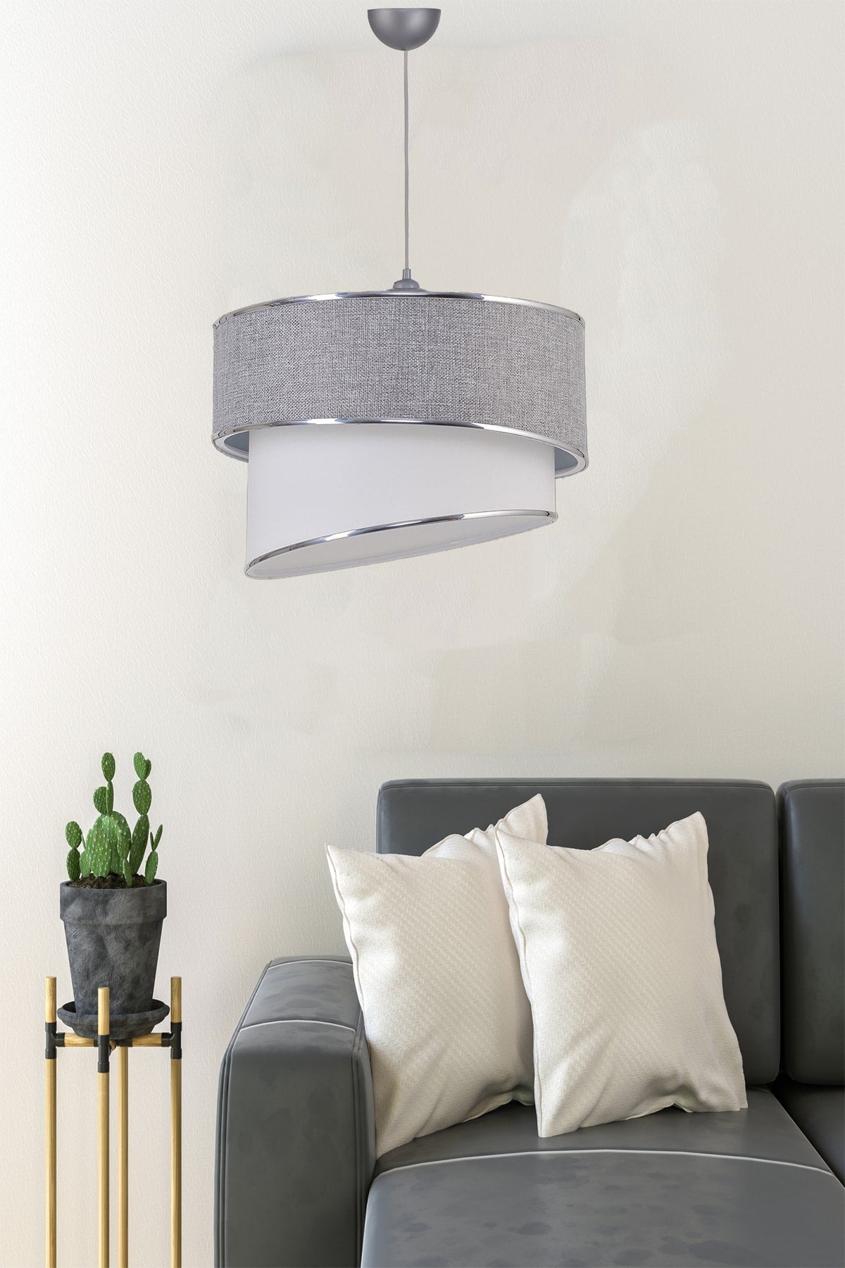 Landra Single Pendant Lamp Chandelier Gray