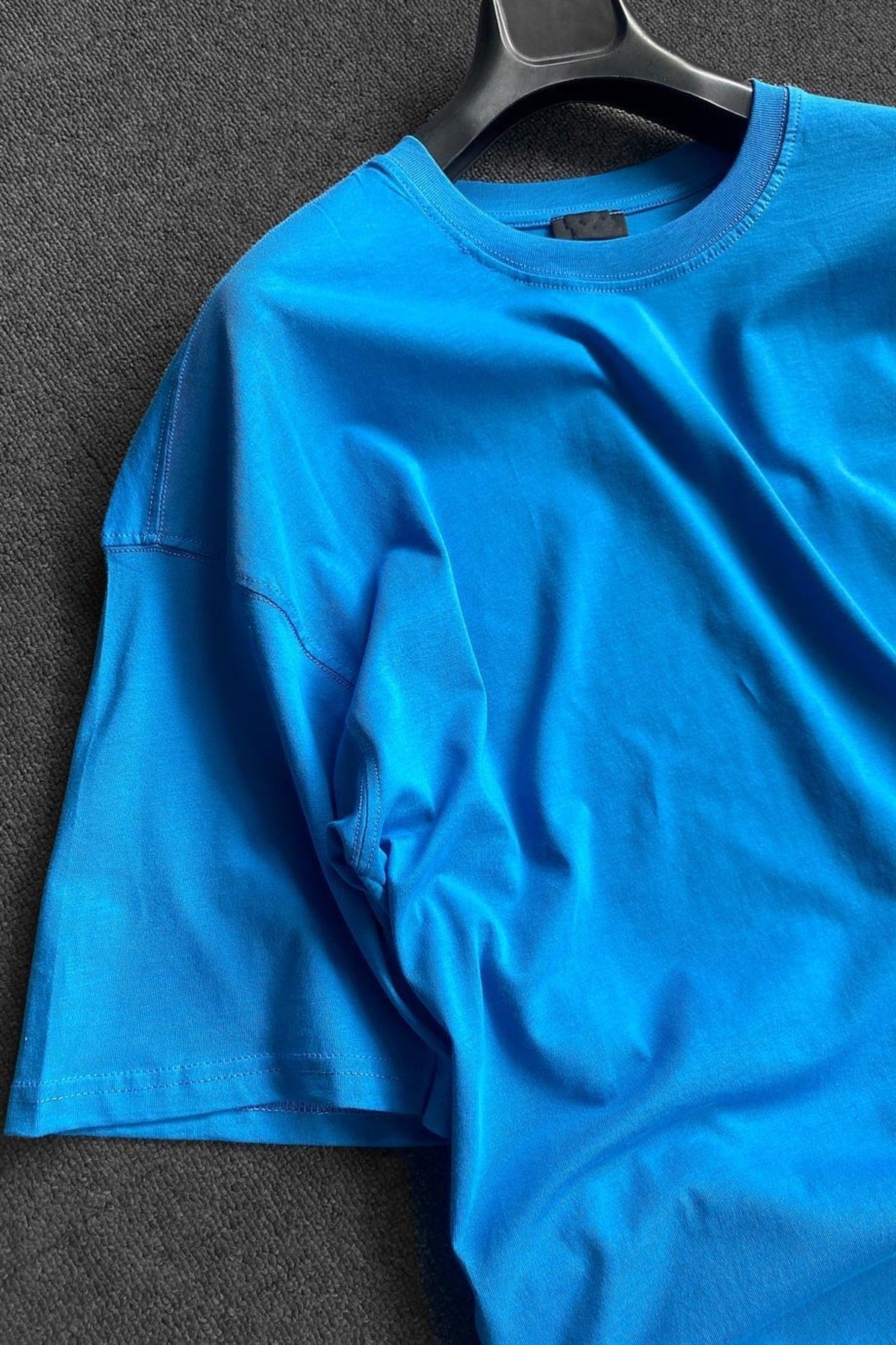 Men'S Blue 2 Thread Basic Oversize T-Shirt