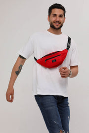Unisex Red 2-Compartment Shoulder And Waist Bag