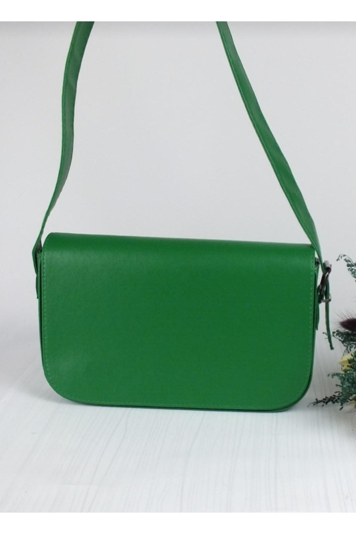 Bagbest Damen Baguette-Tasche mit grünem Deckel