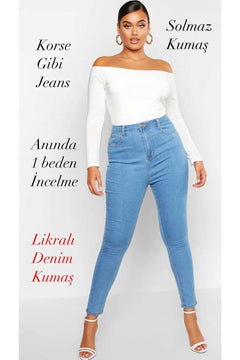 Light Blue Lycra Denim Jeans for Plus Sizes | Soft, Fade-Resistant Women's Jeans