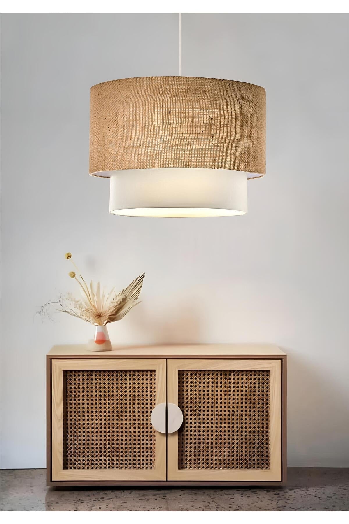 Jute Stoff Wicker Kuchen Pendelleuchte-Wohnzimmer Schlafzimmer