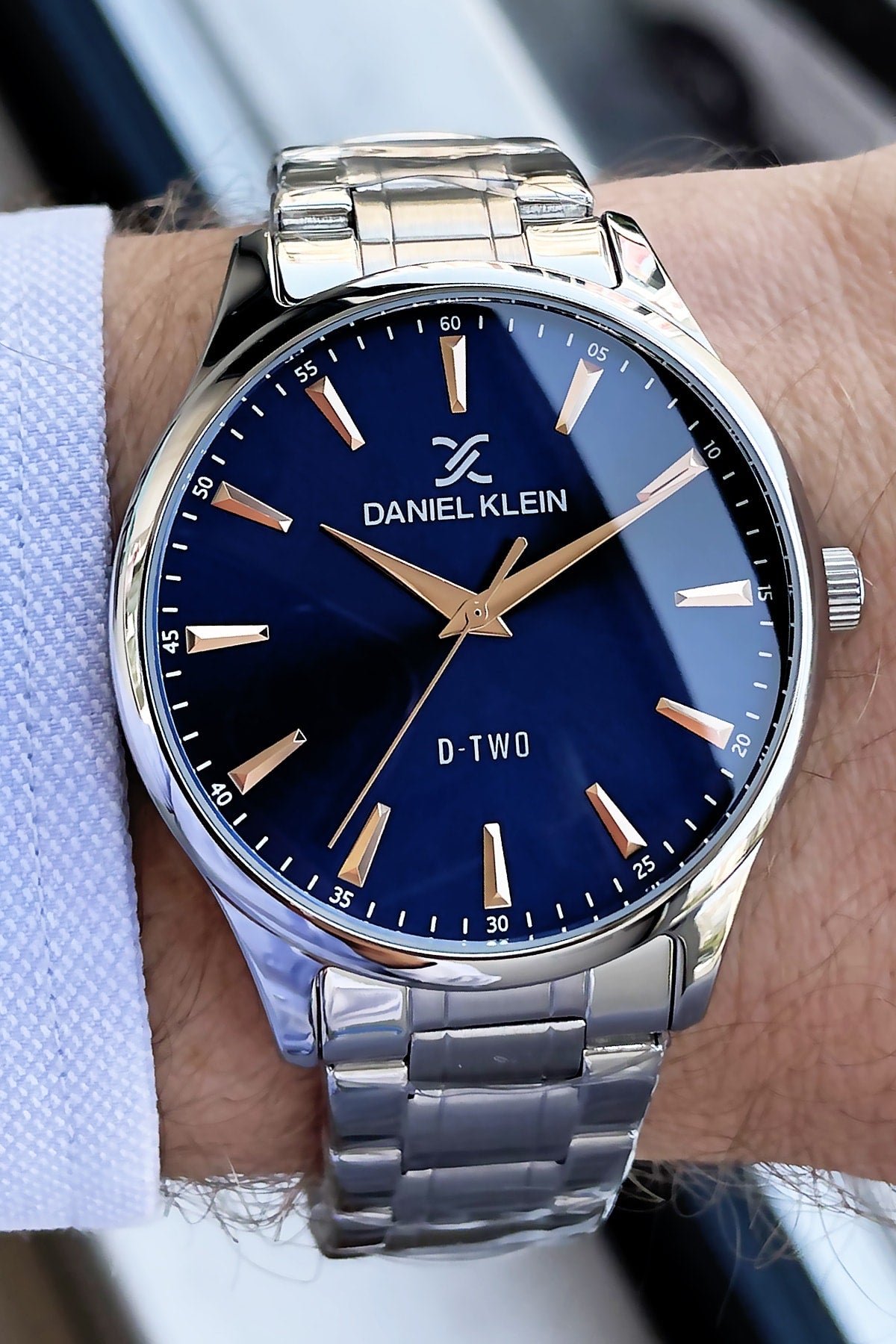 Herren Armbanduhr 3 ATM Wasserdicht Silberfarben Stahlband + Armband Dke2056C5