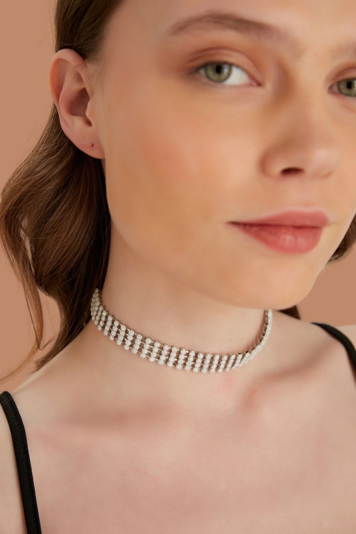 Women'S Belleza Model Crystal Zircon Stone Evening Dress Choker Wedding Engagement Bridal Party Daily White Necklace