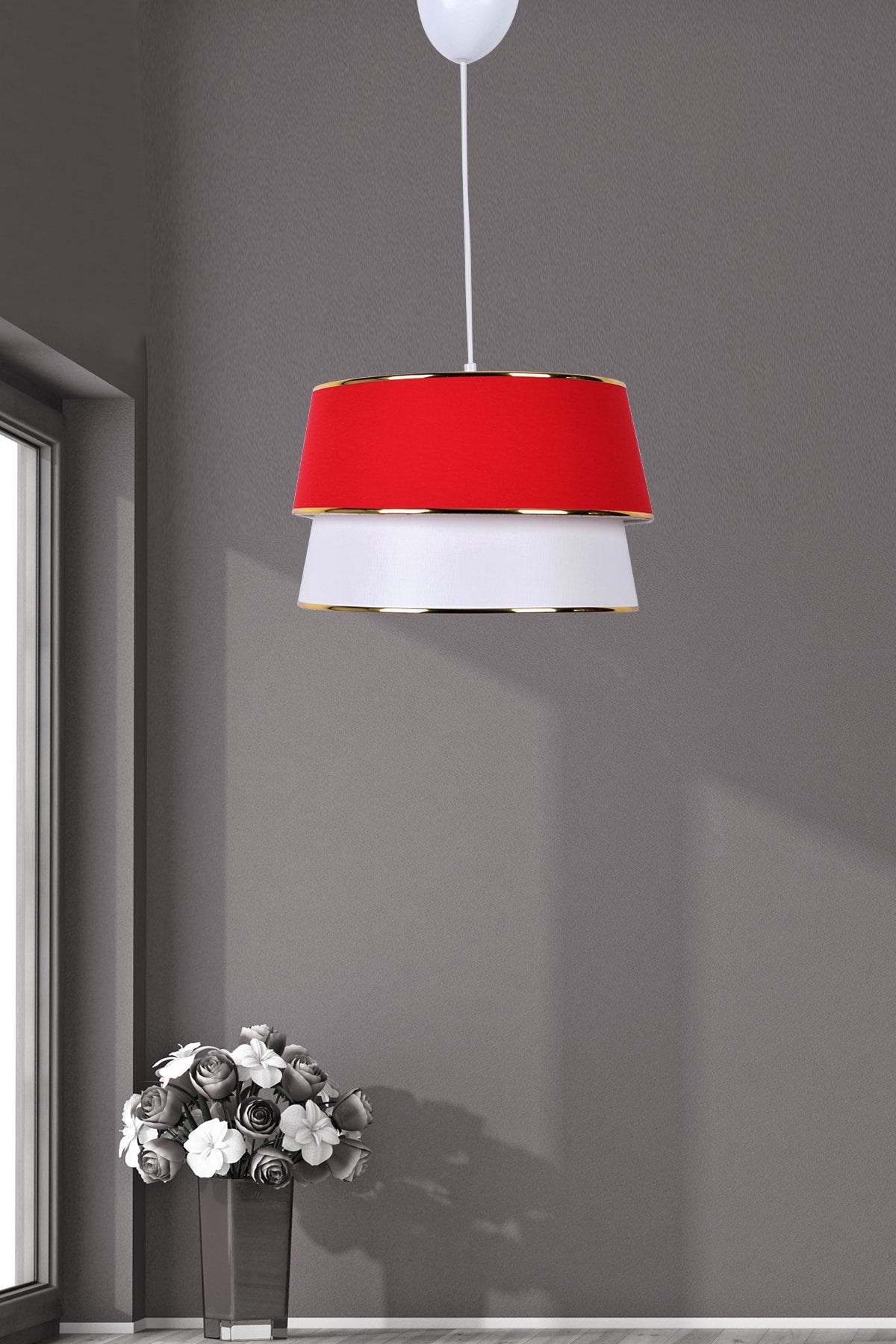 Genial Single Pendant Lamp Red White Mdrn-45