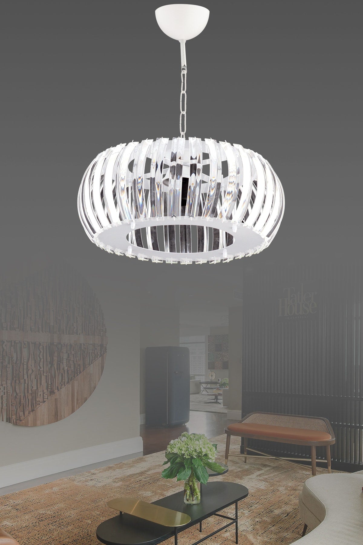 Venus White 25 Cm Plumbing Crystal Stone Chandelier