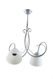 swordslife Modern Gray Case White Opal Glass Double Chandelier