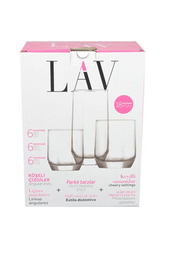 18‑Piece Diamond Glass Set – Assorted Sizes for Beverages, Clear Glass