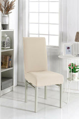 1pc Lycra Chair Cover, Chair Cover Cream Color Washable Elastic Piti Square Pattern - Swordslife