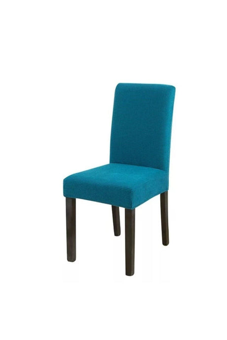 1pc Lycra Chair Cover, Chair Cover Petrol Blue Color Washable Piti Square Pattern - Swordslife