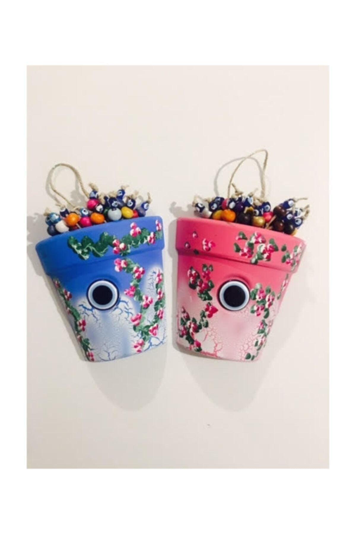 2 Pieces Evil Eye Beads Colorful Flowerpot Door Terrace Balcony Wall Decoration - Swordslife