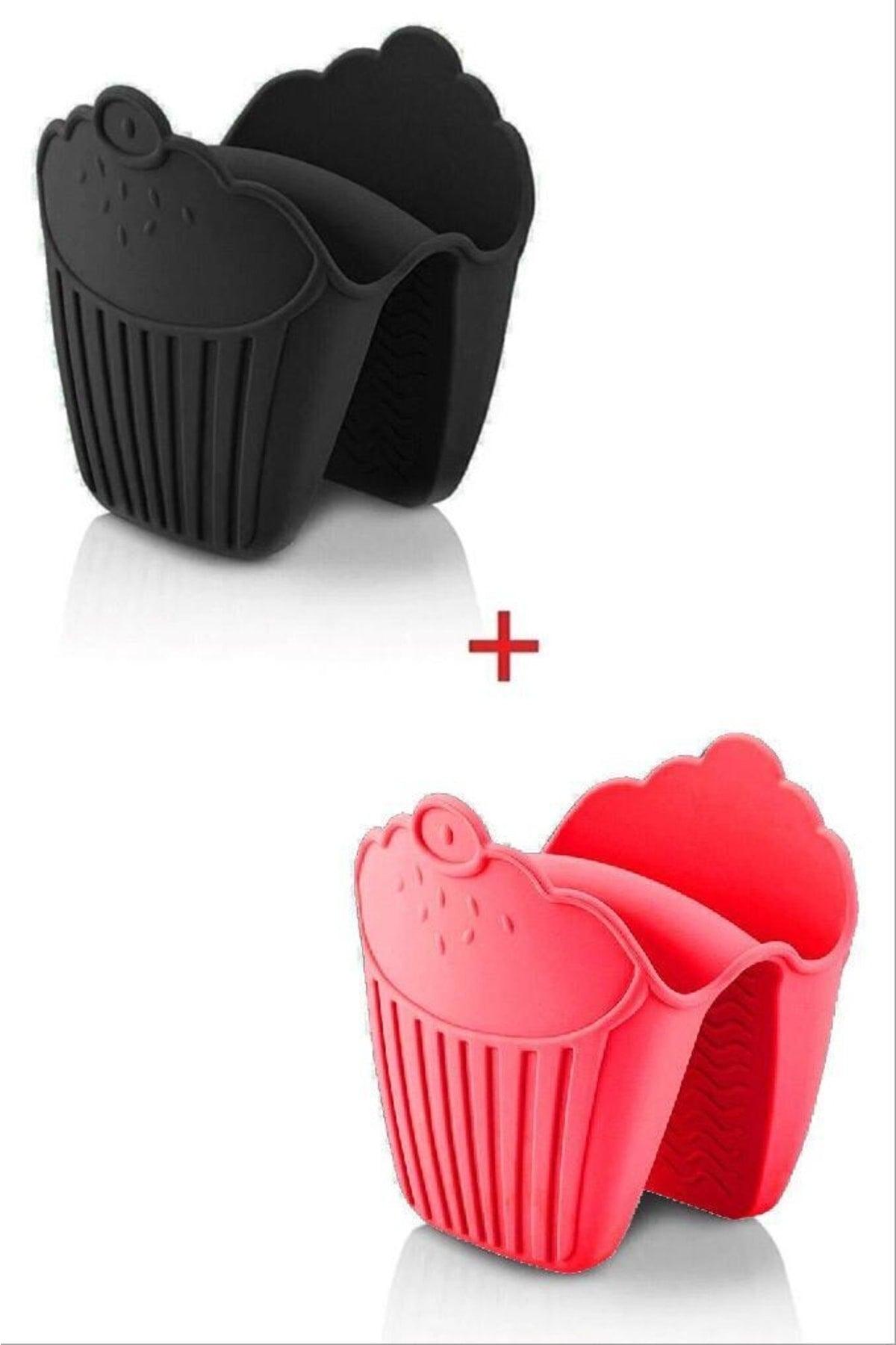 2Pcs Silicone Oven Glove Holder Heat Insulated Microwave Oven Cookware Tray Holder Set Black - Swordslife