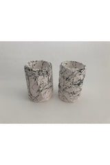 2 Sets White With Geometric And Prism Marble Effect