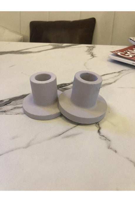 Set of 2 Purple Concrete Candlestick Candle Holders Muml1013 - Swordslife