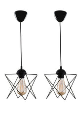 2 Pieces Single Black Pendant Chandelier