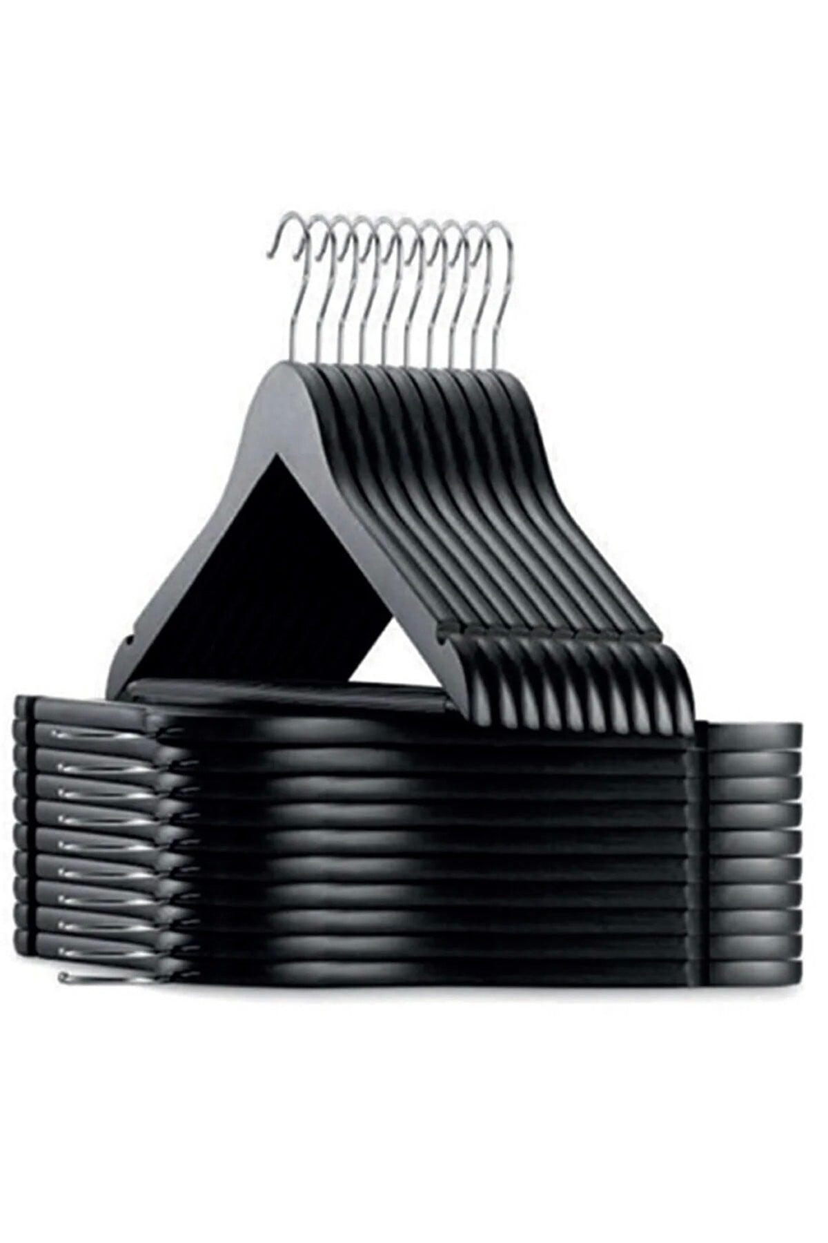 24 Pieces Black Wooden Look Clothes Hanger