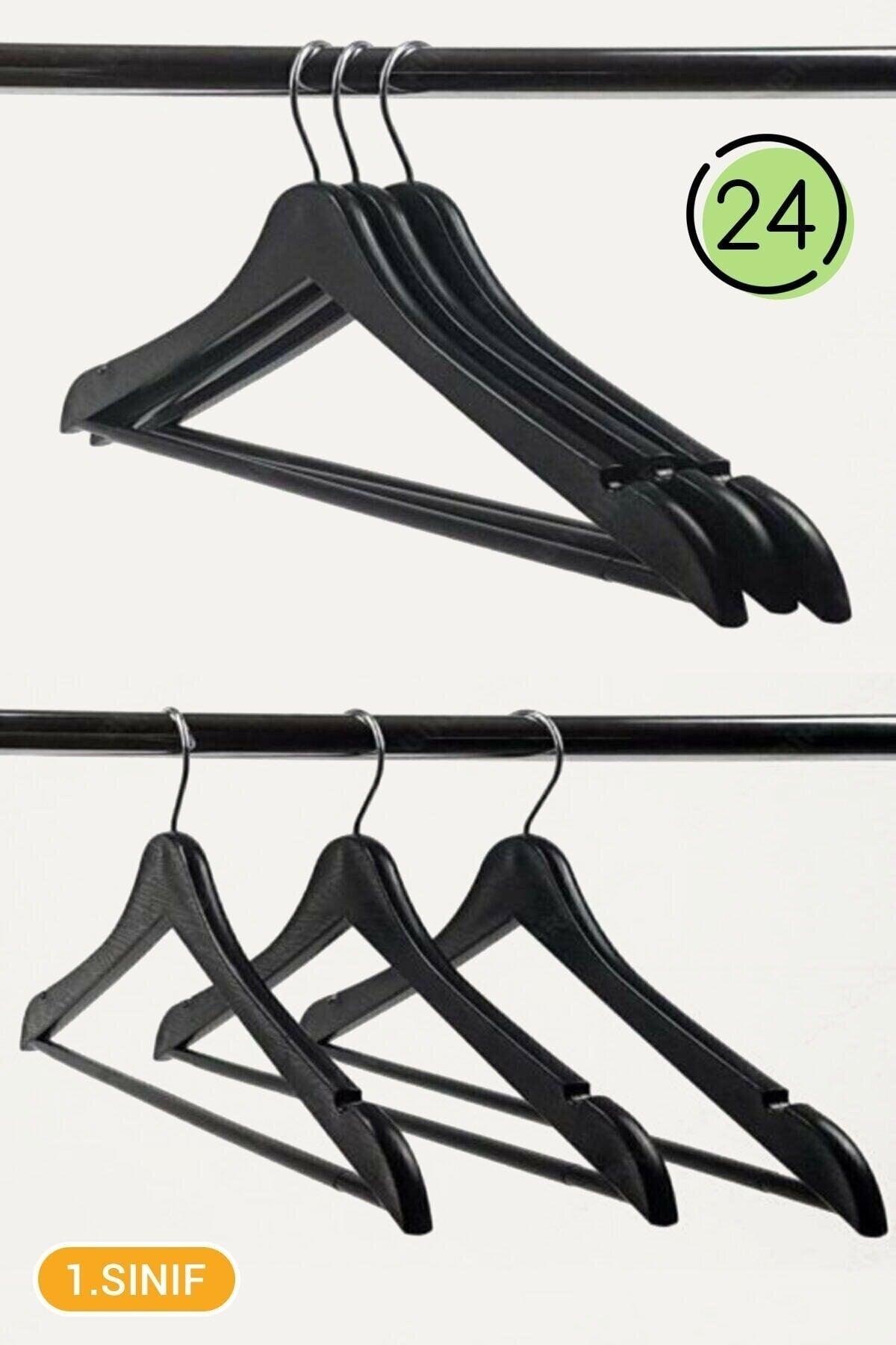 24 Pieces Wooden Look Hanger Clothes Hanger - Swordslife