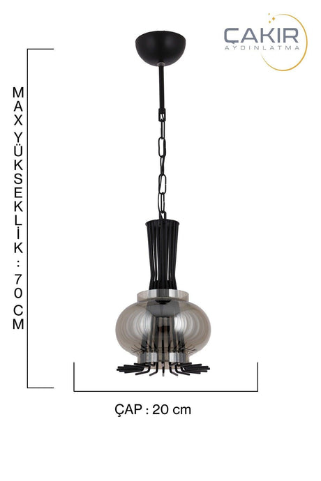 2510 Black Single Smoked Glass Pendant Chandelier - Çakır Chandelier - Swordslife