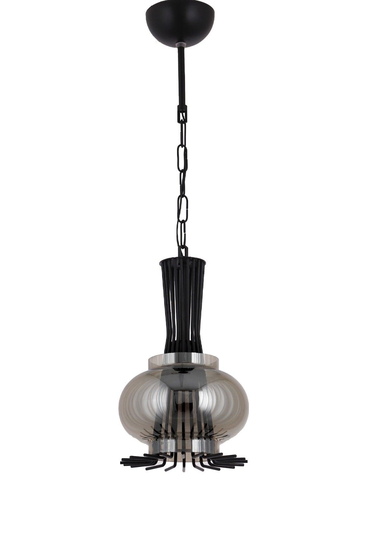 2510 Black Single Smoked Glass Pendant Chandelier - Çakır Chandelier - Swordslife