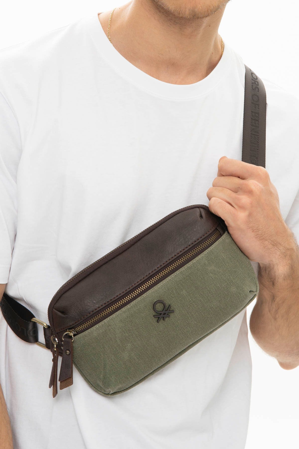 Benetton Herren Gürteltasche Khaki Bnt1011