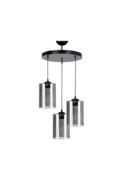 Modernes Sportmodell, 3-teilig, geräuchertes Echtglas, Pendelleuchte, Kronleuchter
