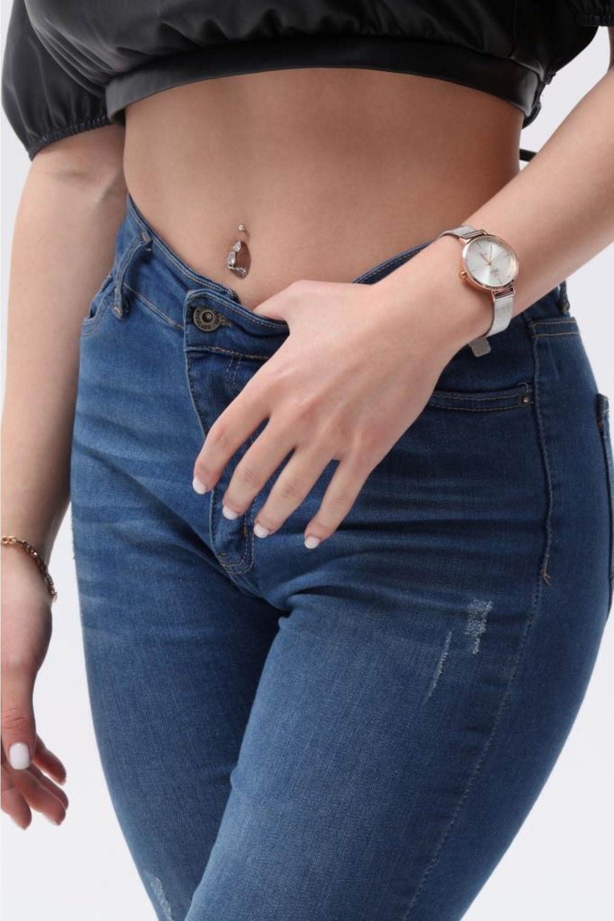 Dantes Rose Case Graues Stroharmband Damenarmbanduhr