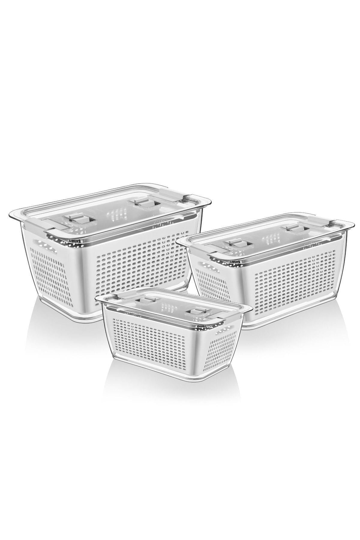 3 Größen Kühlschrank Frischgemüse Obst Vorratsbehälter mit Fach Belüftung