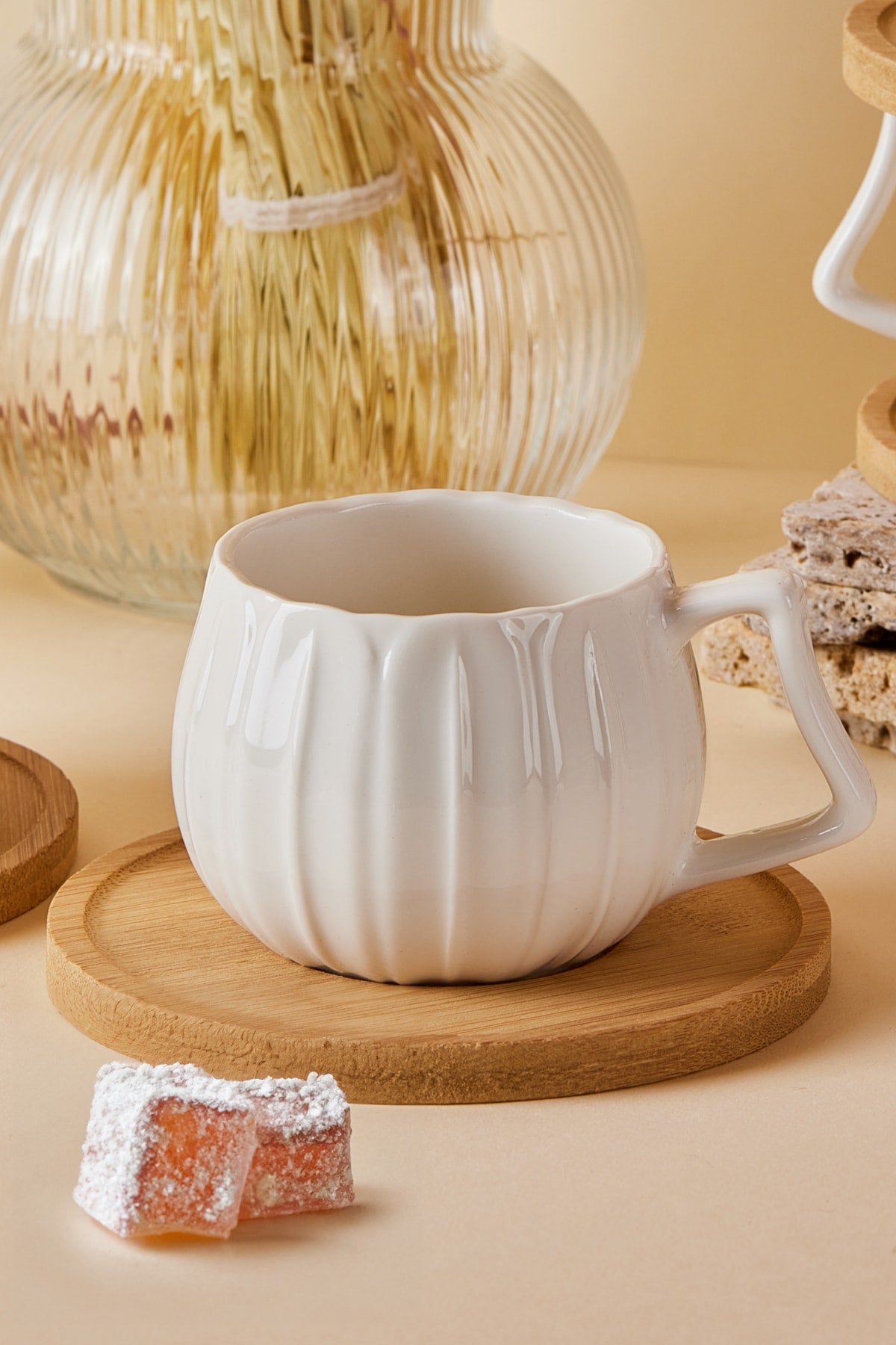 12648 Marghe 12-teiliges türkisches Kaffeetassen-Set mit Bambus-Untertasse
