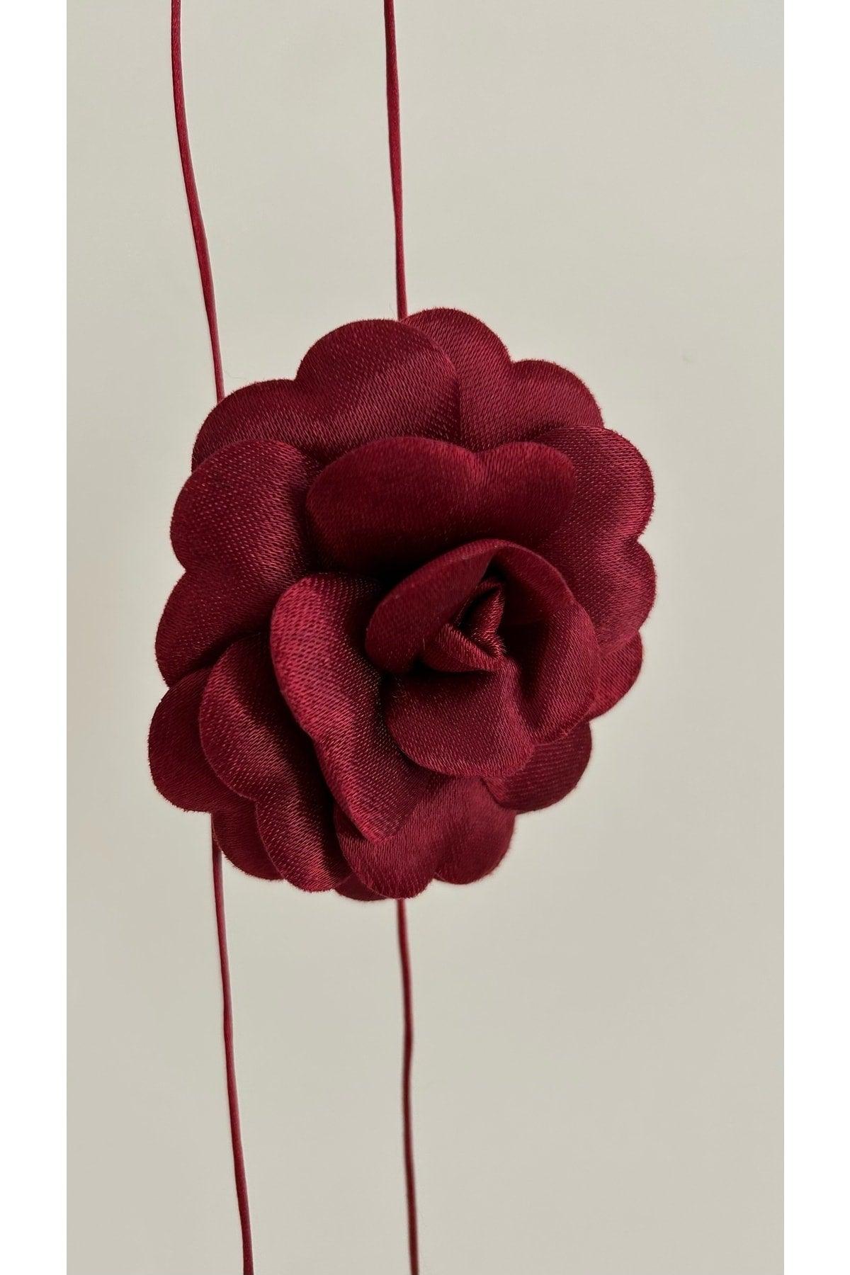 Lace-Up Fabric Flower Choker Necklace Rose Necklace - Swordslife