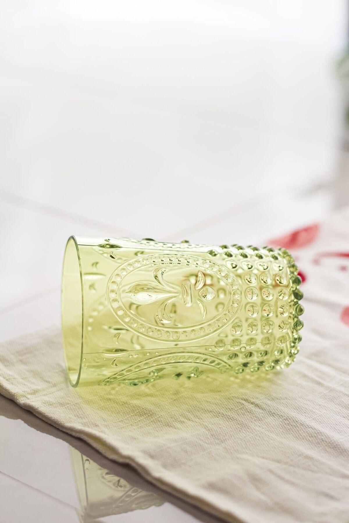 Acrylic Green 6 Pcs Short Glasses & Water Soft Drink Coffee Side Glasses 400 Ml (Not Glass)