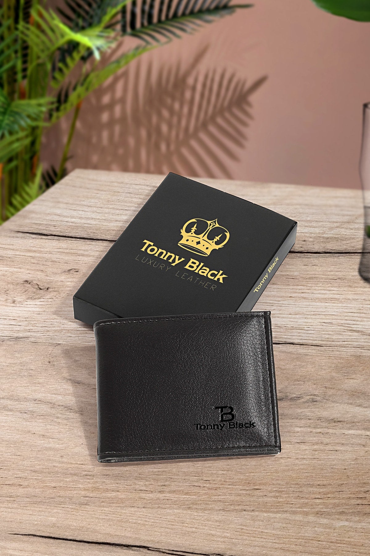 Original Herren-Geldbörse aus stilvollem schwarzem Leder mit Geschenkbox, Kartenhalter und Papiergeldfach, Kartenhalter, Geldbörse