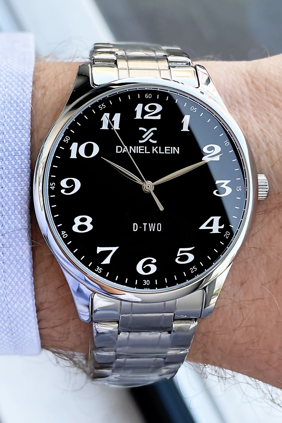 Herren Armbanduhr 3 ATM Wasserdicht Silber Farbe Stahl Band + Armband Dke2056C2