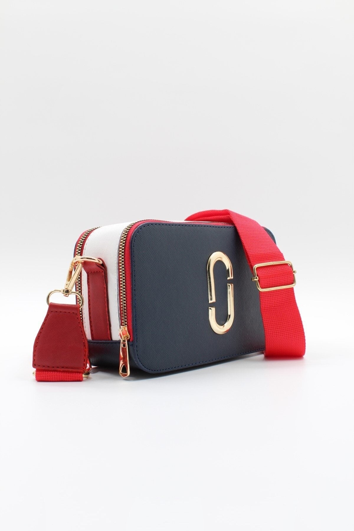 Damen Marineblau Rot Zwei Augen Tasche Hand Schultertasche